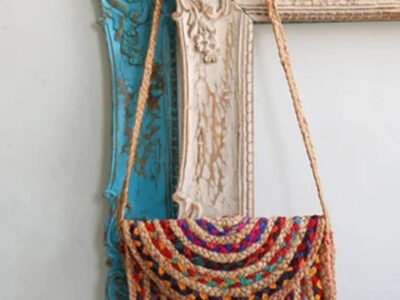 Jute And Multi Chindi Braided Ladies Bag