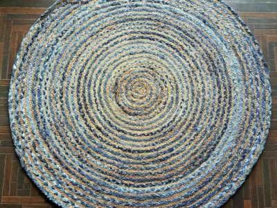 Denim Round Jute Braided rug