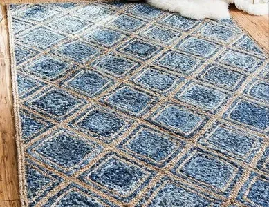 Jute Denim Braided Diamond Carpet
