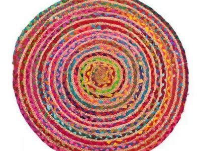 Multicolor Braided Jute Chindi Rug